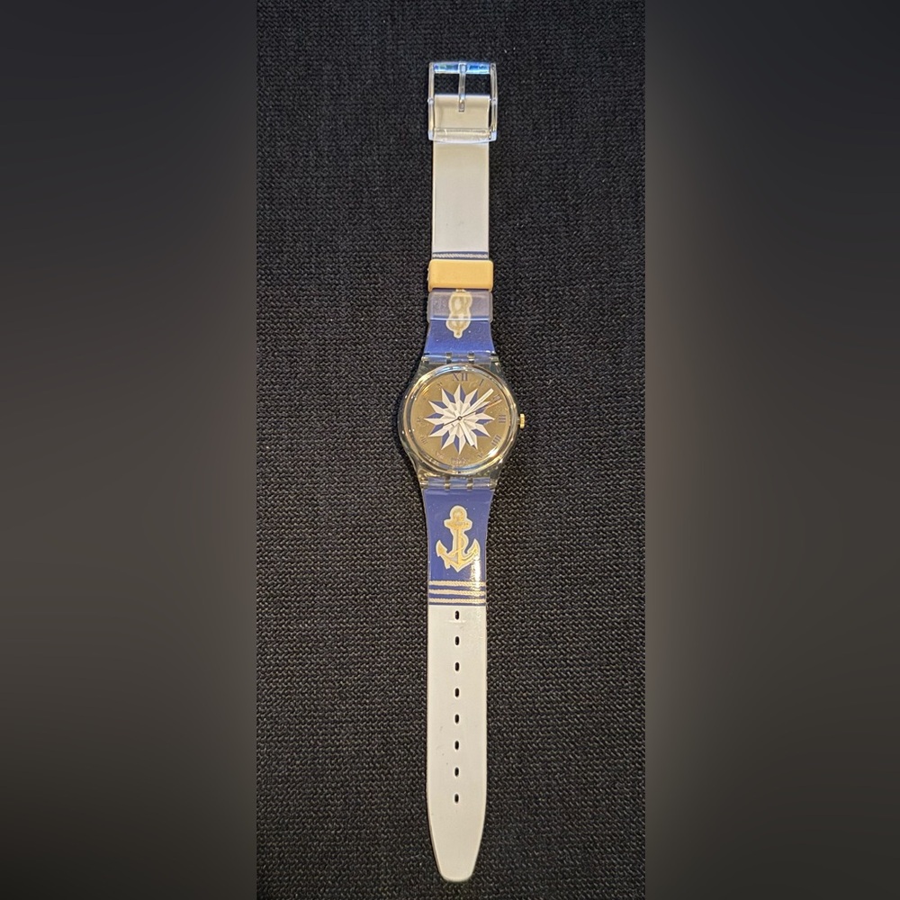 Swatch “Anchorage” Blue and Gold Anchor Watch 1992